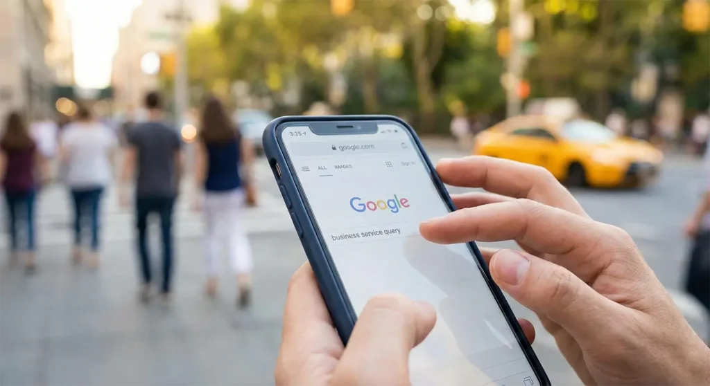 Google search results showing business visibility improved through SEO optimization