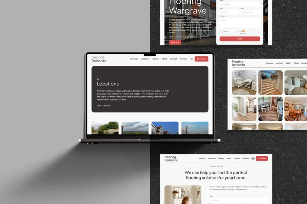 Flooring Berkshire UK dynamic website featuring minimalist Airbnb-inspired design and scalable structure by Midnight Lemon