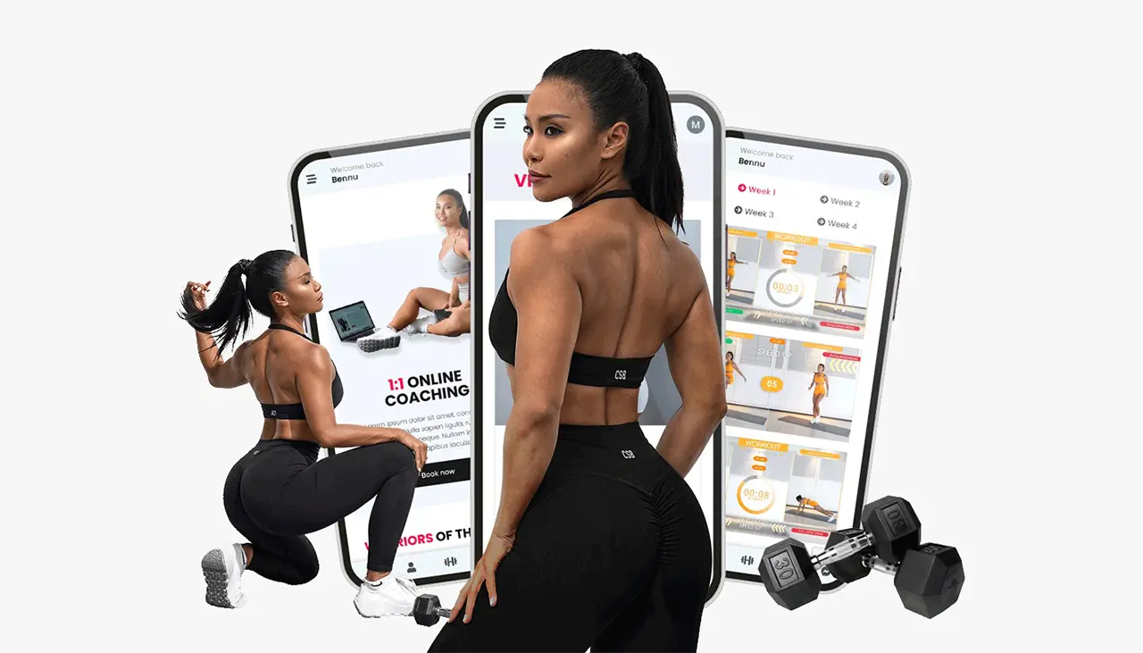 Desktop homepage design for The Chloe Condition fitness platform featuring membership programs and influencer-led workouts